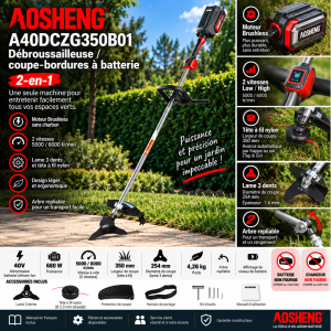 Débroussailleuse à batterie 40V AOSHENG A40DCZG350B01