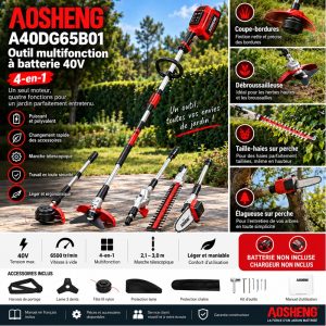 Outil multifonction à batterie 40V AOSHENG A40DG65B01 Brushless – 4 en 1